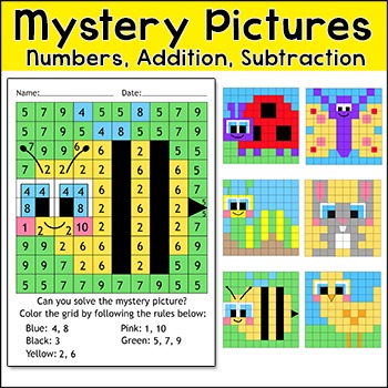 Preview of Spring Math Color by Number Addition & Subtraction Worksheets – Fun Morning Work