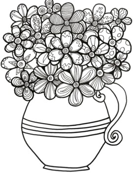 spring and summer flowers in a vase coloring sheet by davinci s workshop