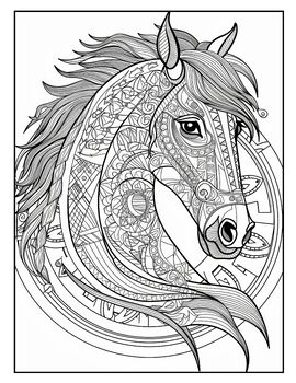 Horses and Mandalas: Horse Coloring Book for Adults (Adult Coloring Book Horses Mandalas): Unique Art and Stress Relieving Designs for Relaxation - Large Coloring Book [Book]