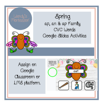 Preview of Spring at, an & ap Family CVC Words Google Slides Digital Activities