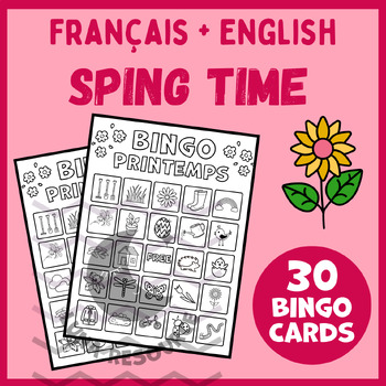 Preview of Spring bingo game crafts FRENCH Printemps centers icebreakers activities primary