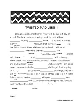 Preview of Spring break/summer mad libs
