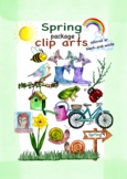 Spring package 1 clip art color & bw watercolor texture (A