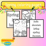 Spring coloring page (Rainbow,sun,flowers)| spring-themed phrases