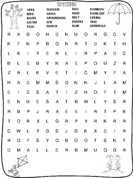 Spring crossword and word puzzle worksheets - English by Vari-Lingual