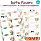 Spring flowers Editable Printable classroom labels and Nam