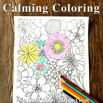 Preview of Spring flowers calming coloring page