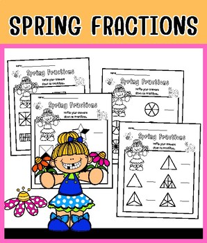 Preview of Spring fractions Math activities worksheets