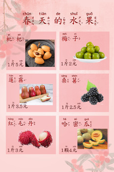 Preview of Spring fruits in Mandarin with pinyin & zhuyin