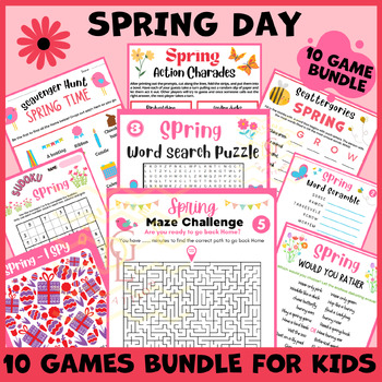 Preview of Spring icebreaker game BUNDLE independent work activities shorts stories middle