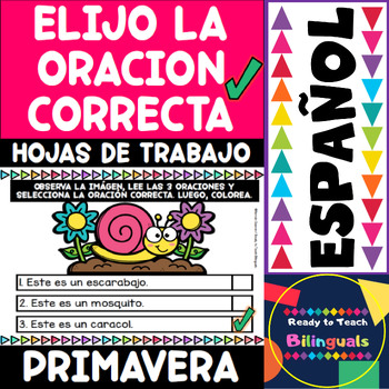 Preview of Spring in Spanish - Choose the Correct Sentence -  Printables