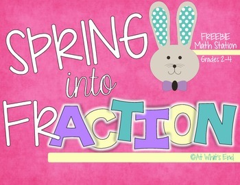 Preview of Spring into frACTION {math station, fractions, spring math} FREEBIE