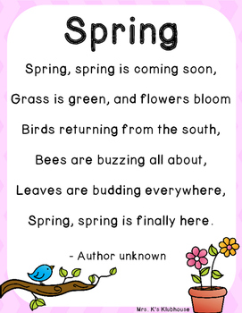 Spring into Poetry: FREEBIE Sample by Mrs K's Klubhouse | TpT