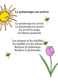 Spring is Here Rhyme in French by Breanna Sherk | TPT