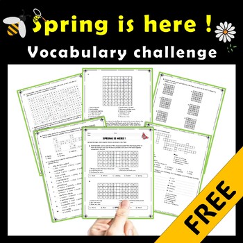 Preview of Spring is Here : Vocabulary challenge |Crossword-Word Maze-Secret Trails freebie