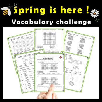 Preview of Spring is Here : Vocabulary challenge | Crossword-Word Maze-Secret Trails & more