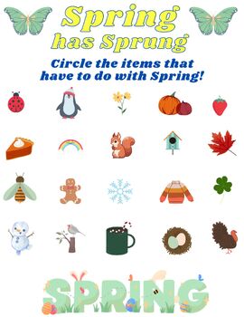 Preview of Spring is here! Circle the Spring items fun activity worksheet!