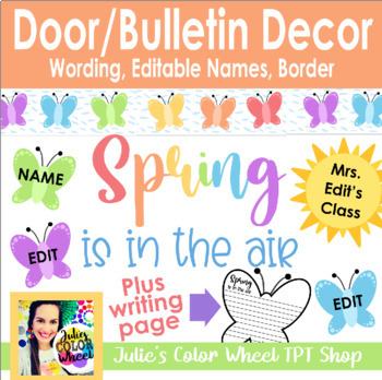 Preview of Spring is in the Air Door/Bulletin Board Decor Decorations, Writing Page, Border