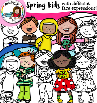 Spring kids with different face expressions by Artifex | TpT