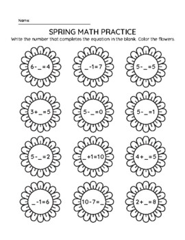 Spring math activity by Traveling Tutors | TPT