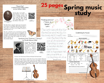 Preview of Spring music study, Listening to Music Worksheet, Charlotte Mason inspired