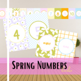 Spring number poster, retro groovy pastel theme