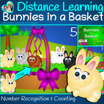 Preview of Spring or Easter Bunny in a Easter Basket Digital Number Sense and Counting
