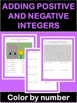 Preview of Spring or Easter Color by Number - Adding Positive and Negative Integers