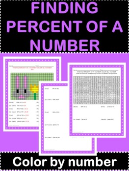 Preview of Spring or Easter Color by Number - Finding Percent of a Number