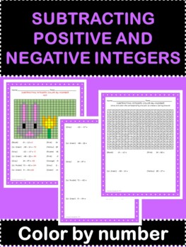 Preview of Spring or Easter Color by Number - Subtracting Positive and Negative Integers