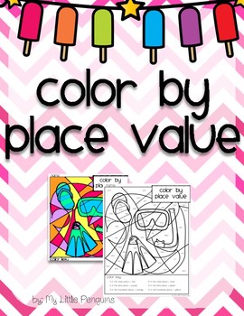 Preview of Spring or Summer Break color by Place Value Ones, Tens & Hundreds