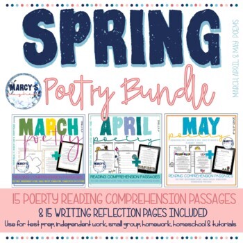 Preview of Spring Elements of Poetry Worksheets 4th and 5th Grade May Activity Poem Packet