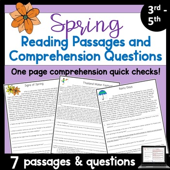 Preview of Spring reading passages and comprehension questions