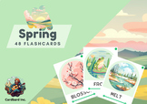 Spring season 48 flashcards with syllables, vocabulary cards, ESL