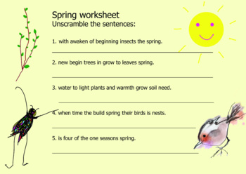 Preview of Spring sentences worksheet