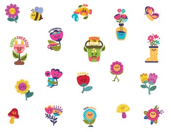 Preview of Spring stickers, Spring printable - digital stickers