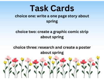 Preview of Spring task choice cards