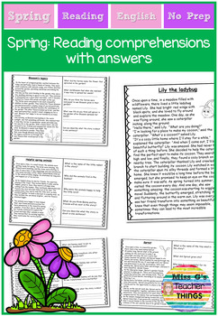Preview of Spring themed short stories - Reading comprehensions with answers age 7+