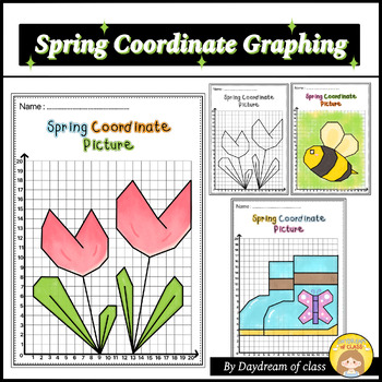 Preview of Spring tulip Coordinate Graphing Pictures  Math Activities First quadrant