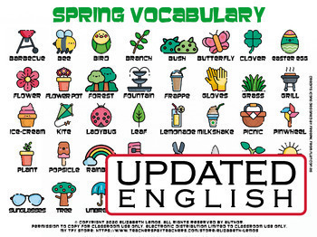 Preview of Spring Vocabulary - Flash cards and Activities - UPDATED 2023 - FREEBIE