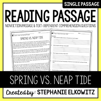 Preview of Spring vs. Neap Tide Reading Passage | Printable & Digital