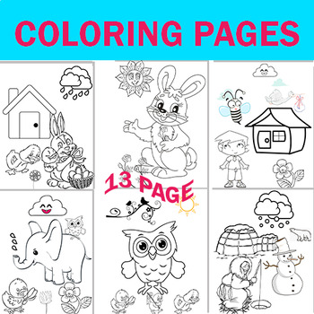 Spring, winter season Coloring Pages, halloween, cute Animals by KAKS