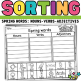 Spring words Sort worksheets - Parts of Speech | nouns ver