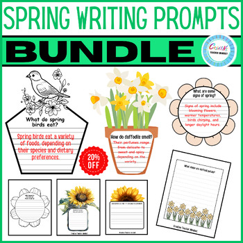 Preview of Spring writing prompts,Birds,flowers,bulletin board, Spring Crafts&Activities