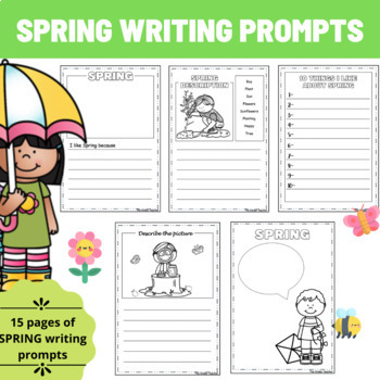 Spring writing prompts - Kindergarten by The kinder teacher | TPT