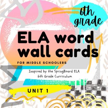 Preview of SpringBoard ELA 6th Grade Word Wall Cards - UNIT 1