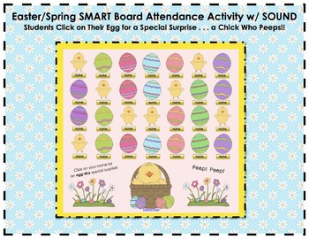 Preview of Spring/Easter "An Egg-stra Special Surprise" SMART Board Attendance w/ SOUND