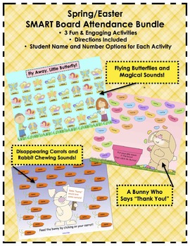 Preview of Spring/Easter SMART Board Attendance Activity *Bundle* (3 Activities)