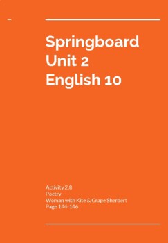 Preview of Springboard English 10 Woman with Kite and Grape Sherbet Poem Lesson Plan