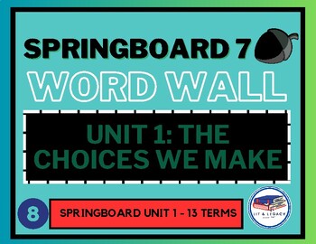 Preview of Springboard Unit 7.1 - Word Wall (The Choices We Make)